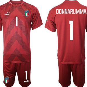 DONNARUMMA #1 Herren Italien Torwarttrikot Fußball WM 2022 in rot Kurzarm Trikotsatz