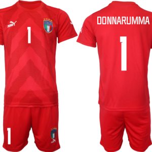 DONNARUMMA #1 Herren Italien Torwarttrikot Fußball WM 2022 rot Trikotsatz Kurzarm + Kurze Hosen