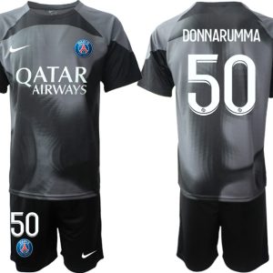 DONNARUMMA #50 Herren Paris Saint Germain PSG Torwarttrikot 2022-23 schwarz Kurzarm + Kurze Hosen