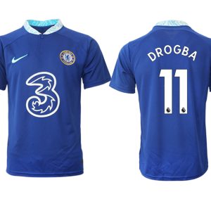 DROGBA 11 Herren Chelsea FC Heimtrikot 2022-23 blau Kurzarm Fußball Trikot Outlet