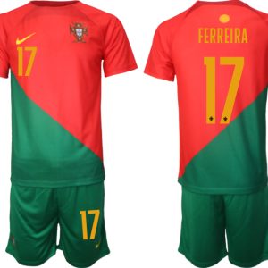 FERREIRA #17 Portugal 2022-2023 Heim Trikot für Herren Kurzarm + Kurze Hosen