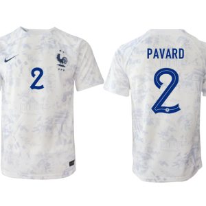 Frankreich Trikot Fußball WM 2022-23 Auswärtstrikot weiß Kurzarm mit Aufdruck PAVARD 2