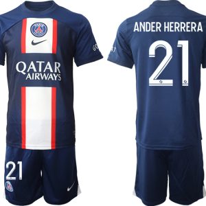 Fußballtrikot für Herren Paris Saint Germain PSG 2022-23 Heimtrikot KurzarmTrikotsatz ANDER HERRERA 21