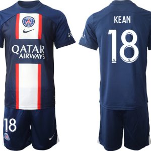 Fußballtrikot für Herren Paris Saint Germain PSG 2022-23 Heimtrikot KurzarmTrikotsatz KEAN 18