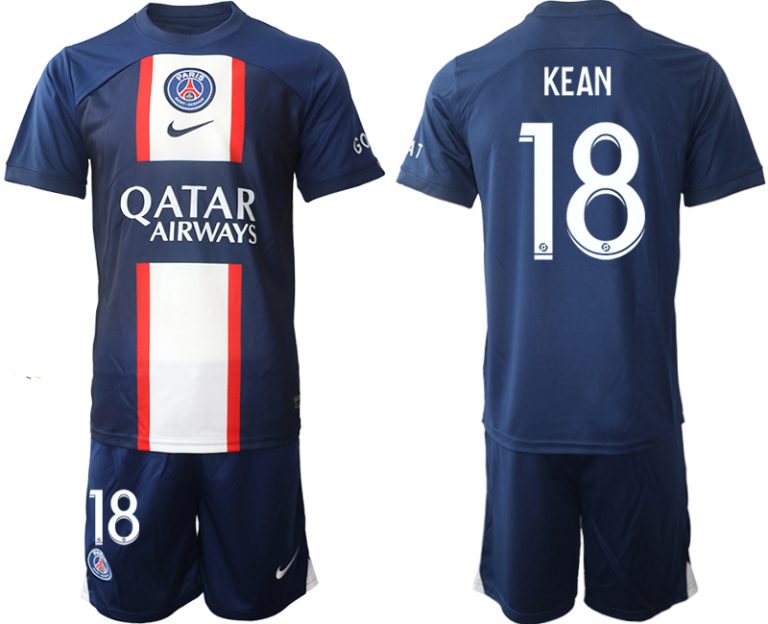 Fußballtrikot für Herren Paris Saint Germain PSG 2022-23 Heimtrikot KurzarmTrikotsatz KEAN 18