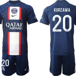 Fußballtrikot für Herren Paris Saint Germain PSG 2022-23 Heimtrikot KurzarmTrikotsatz KURZAWA 20