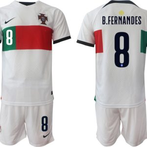 Fußballtrikot für Herren Portugal WM 2022 Auswärtstrikot Trikotsatz mit Namen B.FERNANDES 8