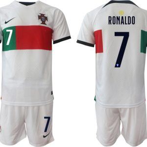 Fußballtrikot für Herren Portugal WM 2022 Auswärtstrikot Trikotsatz mit Namen RONALDO 7