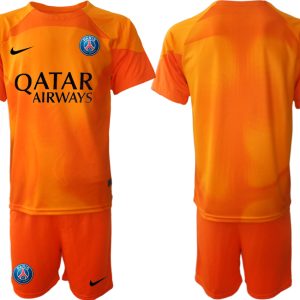 Fußballtrikot Herren Paris Saint Germain PSG Torwarttrikot 2023 orange Kurzarm Trikotsatz