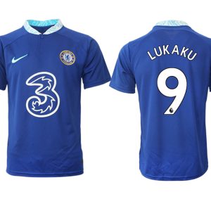 Fussballtrikots Günstig Herren Chelsea FC Heimtrikot 2022-23 blau Kurzarm LUKAKU 9