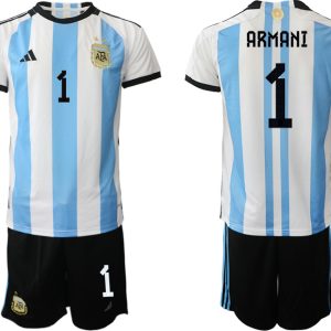 Herren Argentinien Fußball-WM 2022 World Cup Heimtrikots mit Aufdruck ARMANI 1