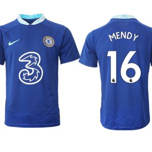 Herren Chelsea FC Heimtrikot 2022-23 blau Kurzarm mit Aufdruck MENDY 16