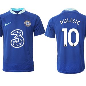 Herren Chelsea FC Heimtrikot 2022-23 blau Kurzarm mit Aufdruck PULISIC 10