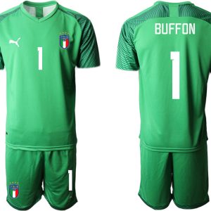 Herren Italien Torwarttrikot Fußball WM 2022 grün Kurzarm Trikotsatz BUFFON 1