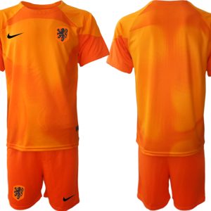 Herren Niederlande Torwarttrikot 2022-23 orange Kurzarm + Kurze Hosen