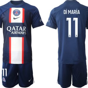 Herren Paris Saint Germain PSG 2022-23 Heimtrikot Kurzarm + Kurze Hosen mit Namen Di MARiA 11