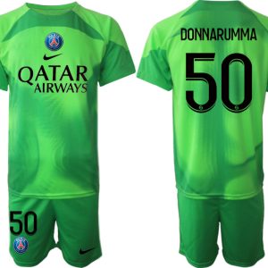 Herren Paris Saint Germain PSG Torwarttrikot 2023 grün Kurzarm Trikotsatz DONNARUMMA 50