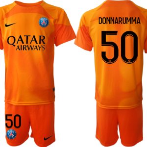 Herren Paris Saint Germain PSG Torwarttrikot 2023 orange Kurzarm Trikotsatz DONNARUMMA 50