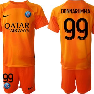 Herren Paris Saint Germain PSG Torwarttrikot 2023 orange Kurzarm Trikotsatz DONNARUMMA 99