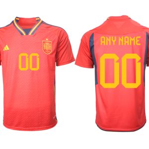 Herren Spanien FIFA WM Katar 2022 Heimtrikot Teampower Rot Kurzarm Personalisierbar