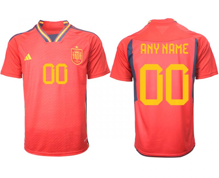 Herren Spanien FIFA WM Katar 2022 Heimtrikot Teampower Rot Kurzarm Personalisierbar