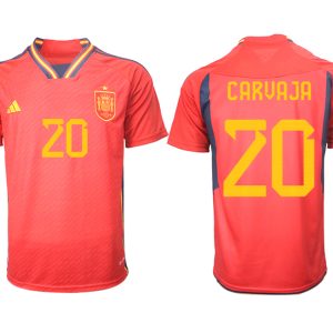 Herren Spanien FIFA WM Katar 2022 Heimtrikot Teampower Rot Kurzarm Trikotsatz CARVAJA 20