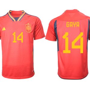 Herren Spanien FIFA WM Katar 2022 Heimtrikot Teampower Rot Kurzarm Trikotsatz GAYA 14