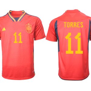 Herren Spanien FIFA WM Katar 2022 Heimtrikot Teampower Rot Kurzarm Trikotsatz TORRES 11