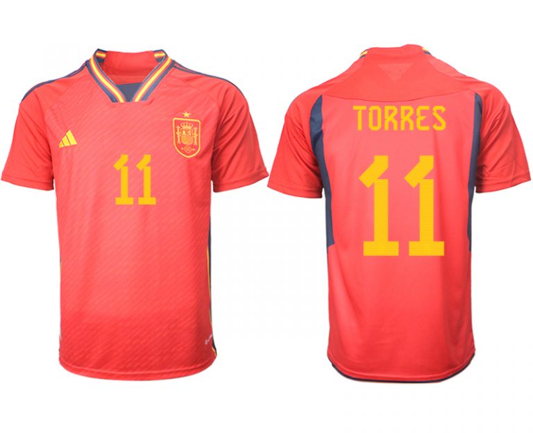 Herren Spanien FIFA WM Katar 2022 Heimtrikot Teampower Rot Kurzarm Trikotsatz TORRES 11