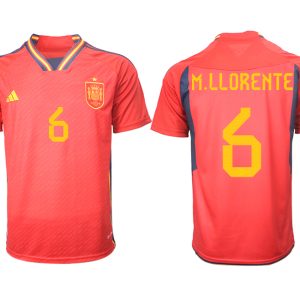 Herren Spanien FIFA WM Katar Heimtrikot Teampower Rot Kurzarm Trikotsatz M.LLORENTE 6