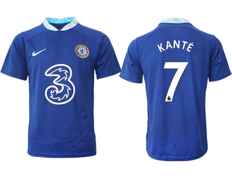 KANTÉ 7 Herren Chelsea FC Heimtrikot 2022-23 blau Kurzarm Fußball Trikot Outlet