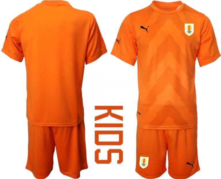 Kinder Uruguay FIFA WM Katar 2022 orange Torwarttrikot Fußball Trikot selbst gestalten