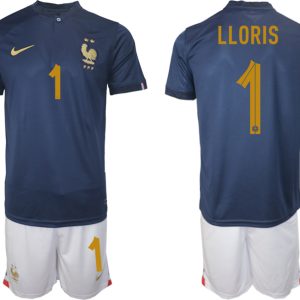 LLORIS #1 Frankreich FIFA WM Katar 2022 Heimtrikot Marineblau Fußballtrikots Set