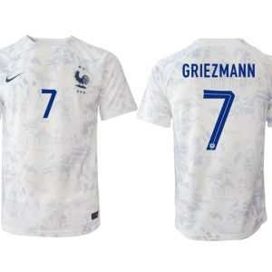 Neuen Herren Frankreich Trikot Fußball WM 2022-23 Auswärtstrikot weiß Kurzarm GRIEZMANN 7