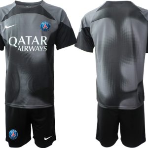 Neuen Paris Saint Germain PSG Torwarttrikot 2022-23 schwarz Kurzarm + Kurze Hosen