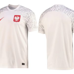 Neuen Polen WM 2022 Heim Trikot weiß Kurzarm Fußballtrikot Herren Sale