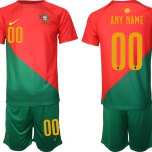 Personalisierbar Portugal 2022-2023 Heim Trikot für Herren Kurzarm + Kurze Hosen