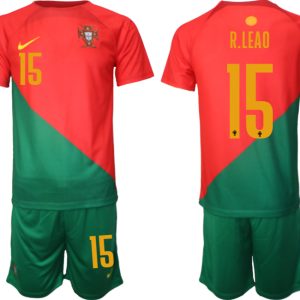 R.LEAO #15 Portugal 2022-2023 Heim Trikot für Herren Kurzarm + Kurze Hosen