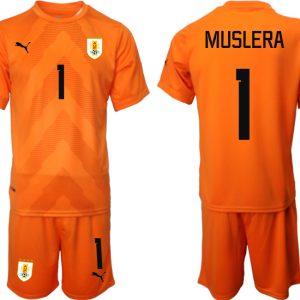 Uruguay FIFA WM Katar 2022 orange Torwarttrikot Trikotsatz Kurzarm + Kurze Hosen MUSLERA #1