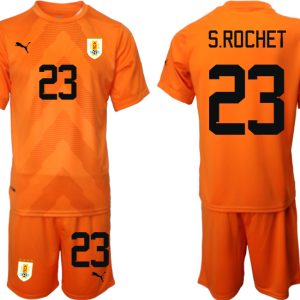 Uruguay FIFA WM Katar 2022 orange Torwarttrikot Trikotsatz Kurzarm + Kurze Hosen S.ROCHET #23