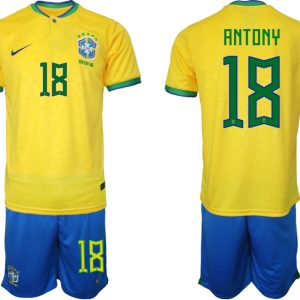 Brasilien WM 2022 Trikot gelb T-Shirt für Herren ANTONY 18