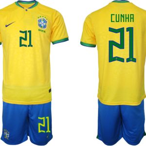 Brasilien WM 2022 Trikot gelb T-Shirt für Herren CUNHA 21