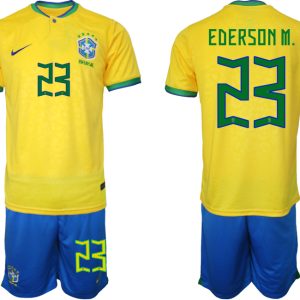 Brasilien WM 2022 Trikot gelb T-Shirt für Herren EDERSON M. 23