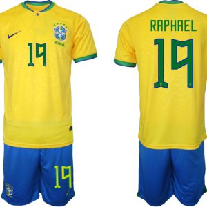 Brasilien WM 2022 Trikot gelb T-Shirt für Herren RAPHAEL 19