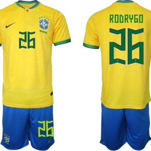 Brasilien WM 2022 Trikot gelb T-Shirt für Herren RODRYGO 26