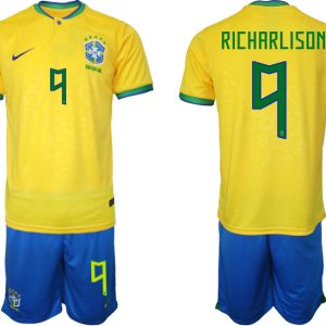 Günstig Heimtrikot Brasilien WM 2022 Trikot gelb Trikotsatz für Herren RICHARLISON 9