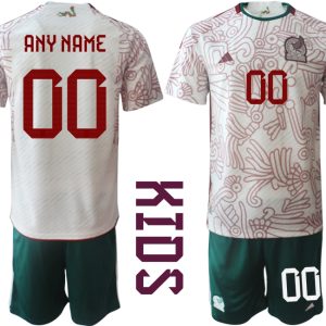 Kinder Fußball Trikot Mexiko 2022 WM Auswärtstrikot Trikotsatz Kit Personalisierbar