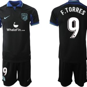 Atlético Madrid 2023 Auswärtstrikot Schwarz Trikotsatz Kit für Herren F.TORRES 9