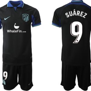 Atlético Madrid 2023 Auswärtstrikot Schwarz Trikotsatz Kit für Herren SUÁREZ 9