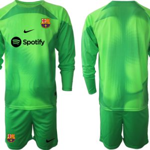 Fußball Trikot Outlet FC Barcelona 2023 Torwarttrikot in grün Langarm Personalisierbar